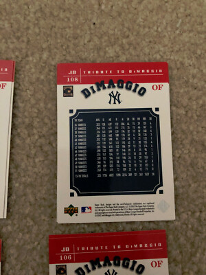 Lot of (10) 2002 Upper Deck Tribute To Joe DiMaggio #JD1055 Lot of (10) 2002 Upper Deck Tribute To Joe DiMaggio #JD1055