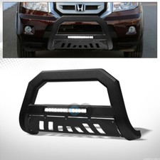 Fits 09-15 Honda Pilot Matte Black Avt Aluminum Led Light Bull Bar Grille Guard