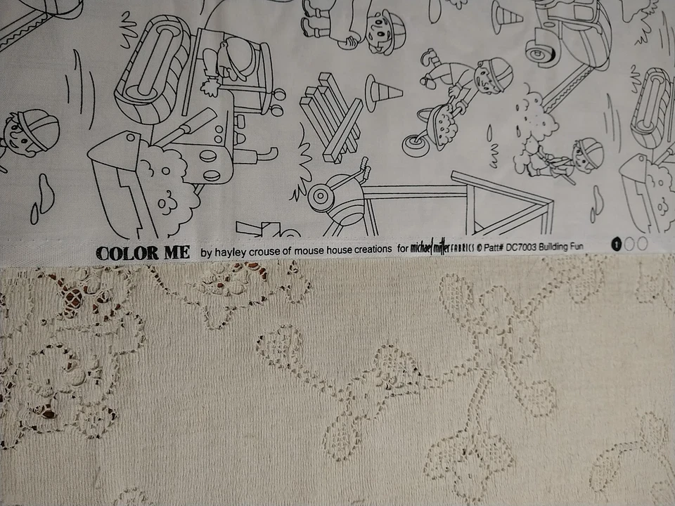 Michael Miller Black Print on White COLOR ME BUILDING FUN cotton fabric 22x42" - Image 2 of 4