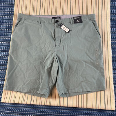 Tommy Hilfiger Shorts Mens ACTUAL 42x9 Aqua Green NEW Chino Flat Front #7765