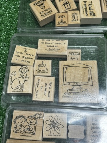 Stamping Up! Holz montiert Gummistempel Lot Schüttgut im Ruhestand Handwerk Vintage - Bild 5 von 19