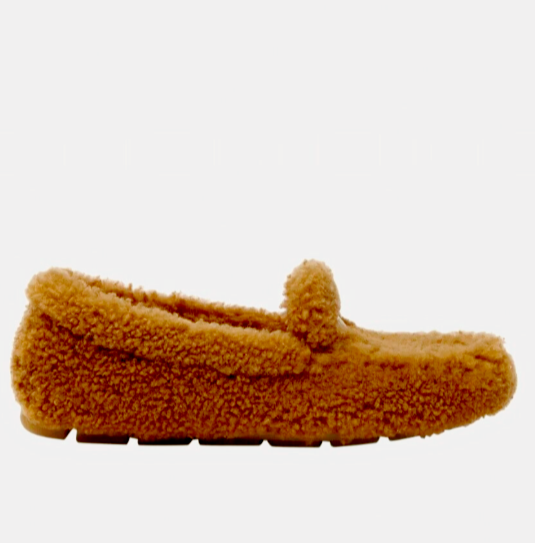 Prada Shearling Loafers Size 38 (US 8) Caramel | eBay