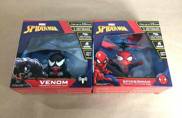 Marvel Spider-Man & Venom Heli Ball Control Hand Fly Up 15' USB Charge New.