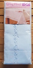 Spring Floral Cutwork Tablecloth Home Decor 52" X 52  Square Dining Room Blue