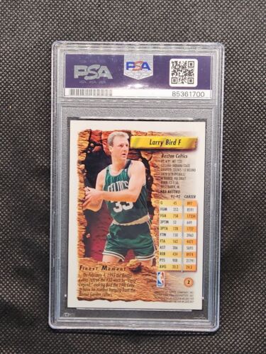 1993 Topps Finest Larry Bird Blue Ink On-Card Auto #2 PSA 10 - Picture 2 of 2