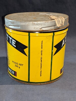 Vintage Yellow Alouette Smoking Tobacco tin Montreal, Quebec (Box Y4)