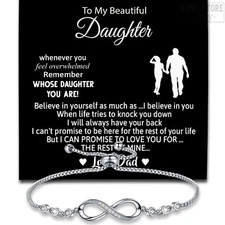 Father To Daughter Infinity Bracelet From Dad Inspirational Love Gifts for Girls