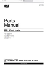 CAT Caterpillar 966H Wheel Loader BJ61-Up Parts Catalog Manual PDF USB