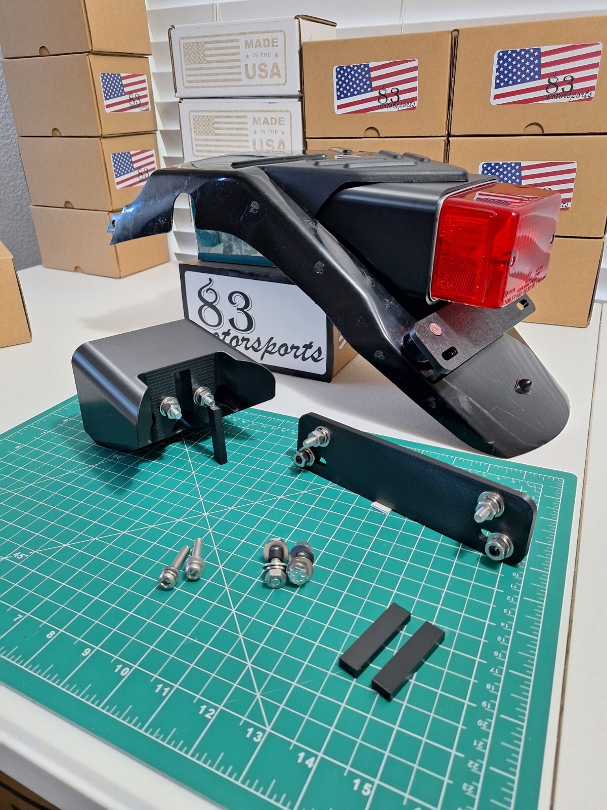 Yamaha XT250 Stock Light Tidy Tail Adapter & License Plate Bracket - Flat Matte