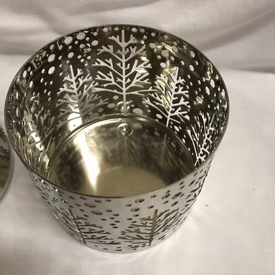 Bath & Body Works Metal 3 wick candle Sleeve, GOLD LEAF, SILVER