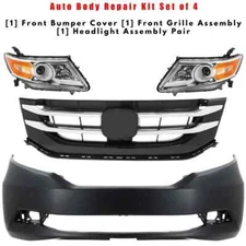 Front Bumper Cover Fascia and Grille Assembly Kit For 2014-2017 Honda Odyssey