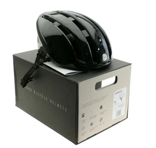 Brooks Harrier Helmet Medium M 52cm-58cm Black Glossy Road Italy 294g NEW in Box
