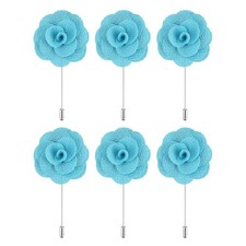 6Pcs, Groom Boutonnieres Rose Boutonnieres Pins 3.5"x1.6" for Wedding Sky Blue