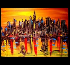 AMERICANA Original Oil Painting BY IMPRESSIONIST KAZAV GG34GR3