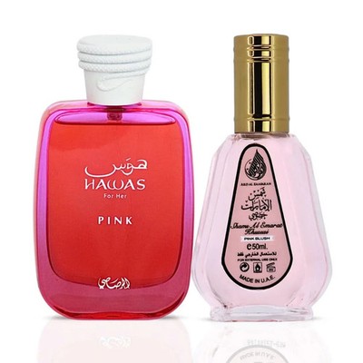 Hawas Pink 100ml by Rasasi & Pink Blush 50ml by Ard Al Zaafaran