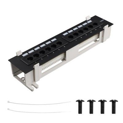 Tool Kit 12 Port CAT6 Patch Panel RJ45 Networking Wall Mount Rack with9466