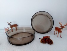 2 Schalen aus Rauchglas von Arcopal France/Henkel - 16,8 cm - ofenfest