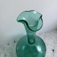 Rare 1959 Mid Century Blenko Glass Aqua Crackle Decanter #37 vintage bottle vase