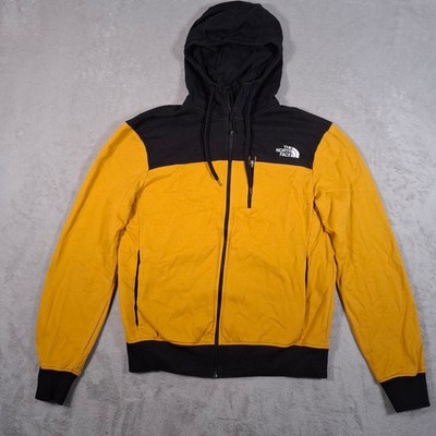 The North Face Hoodie Herren Medium Gelb Schwarz Full Zip Fleece Freizeit Outdoor