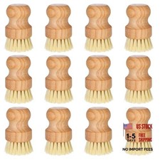 12 Pack Bamboo Scrub Brush for Dishes with Natural Sisal Bristle