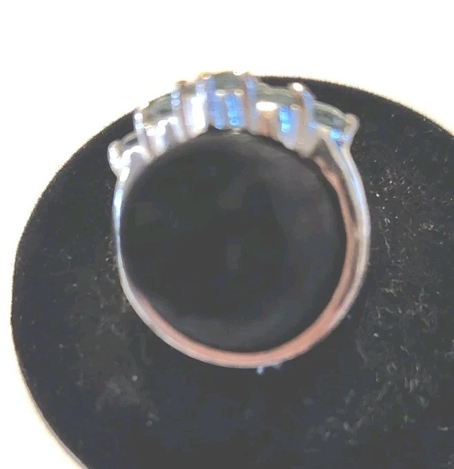 Anillo Topacio Azul Cielo Talla 6 En Ajuste Acero Inoxidable 9 Piedras Foto 4 de 4
