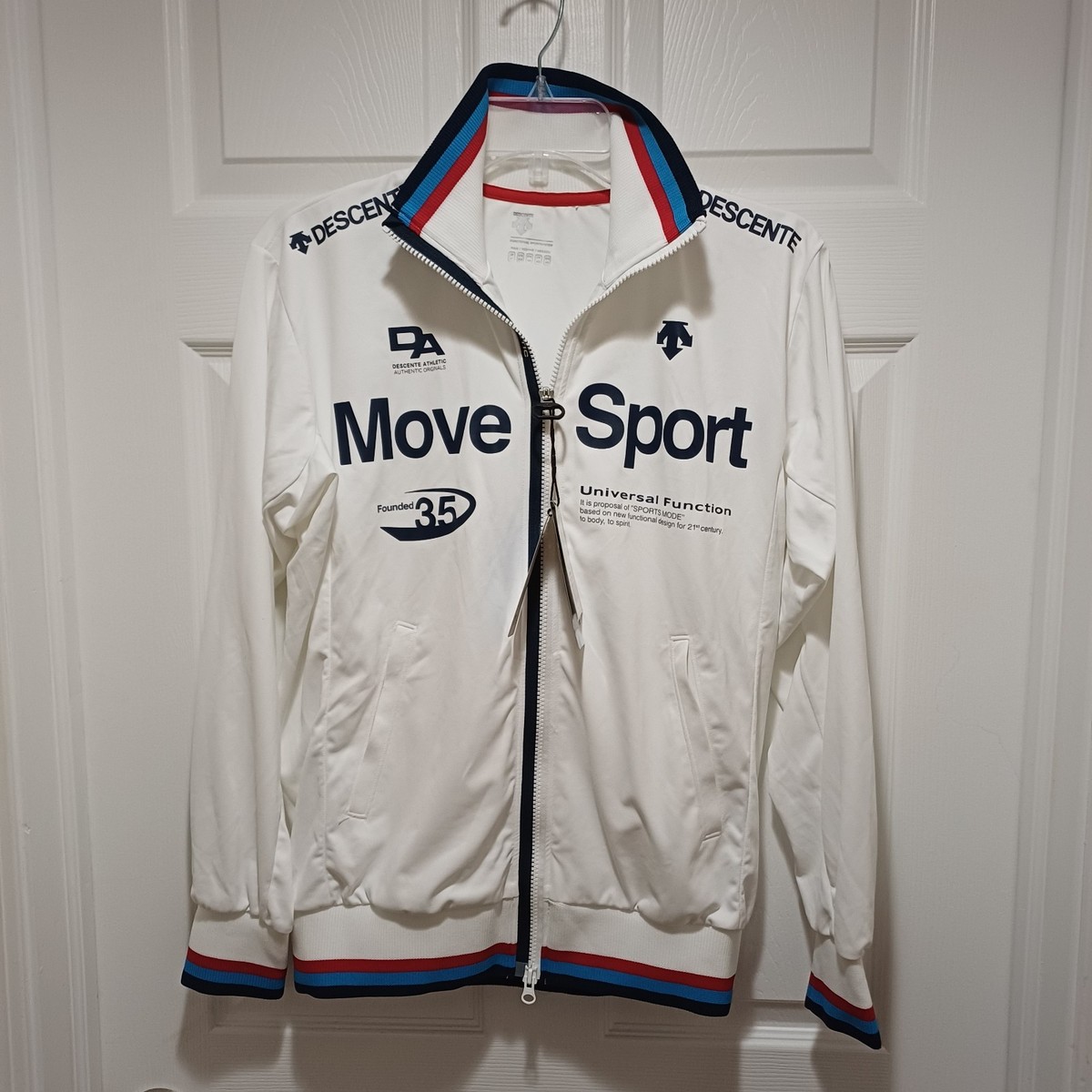  descenteトラックジャケット Descente M White Blue Red Track Jacket Full Zip Pocket JAPAN Move