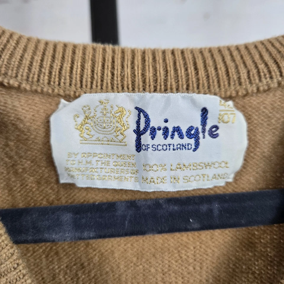 Suéter de Colección Pringle of Scotland 100% Lana de Cordero Tostado Cuello en V Talla 42 = XL Foto 4 de 4
