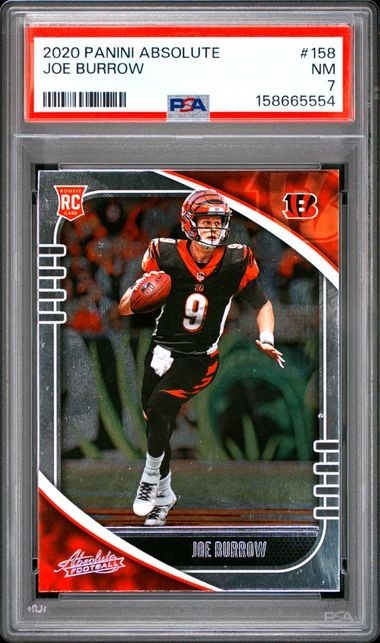 2020 PANINI ABSOLUTE #158 JOE BURROW (RC) PSA 7
