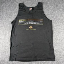 Harley Davidson Mens Made In USA Tank Top Black Shirt XL Double Graphic Biker