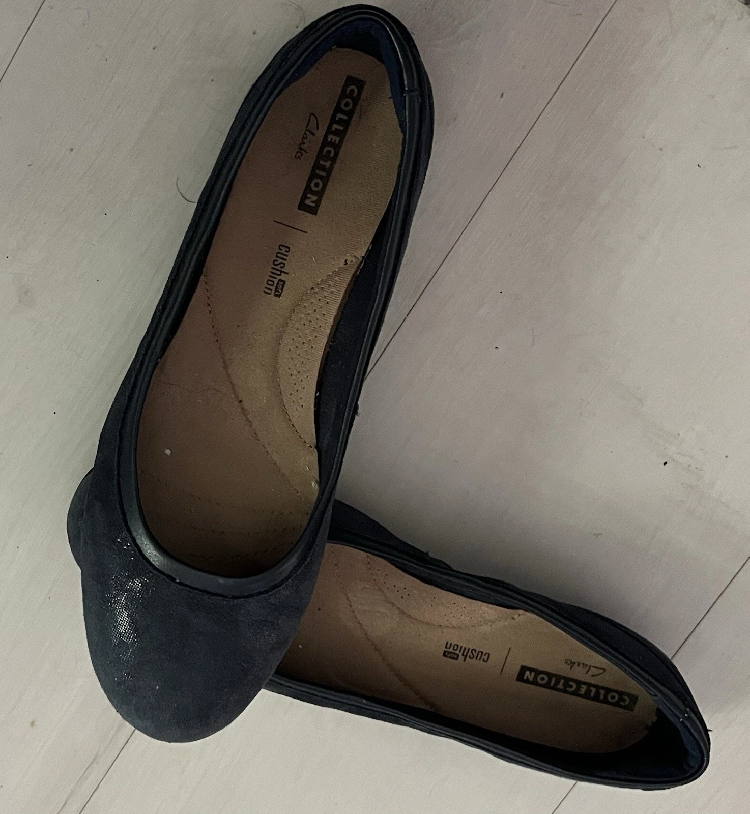 CLARKS Ballerine Clark Collection donna taglia 7 5W morbide ammortizzate blu navy scintillanti