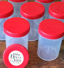 10 Bottle JARS Plastic Container Craft Organizing 3 oz DecoJars 5314 Red cap