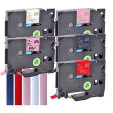 5PACK Embellish Satin Ribbon Label for Brother TZe TZ Red Navy Pink White Tape