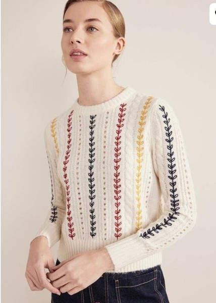 Women Boden Sweater White Acrylic 40 / L / 48
