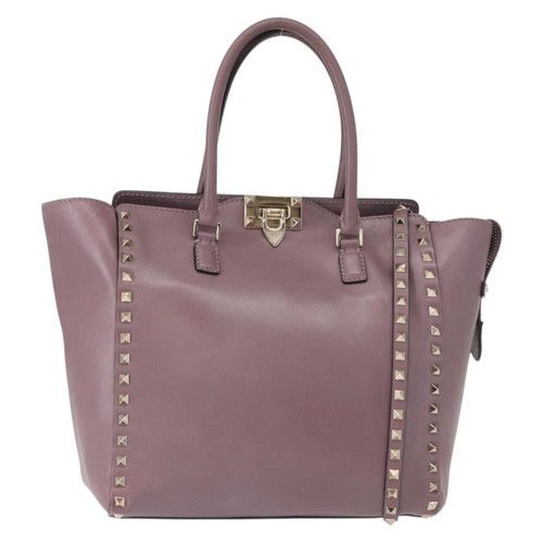Valentino Garavani Rockstud Tote Rigid Leather Purple Handbag