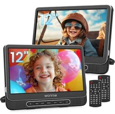 NEW WONNIE 12" Dual Car DVD Players Portable DVD Players for Car Headrest