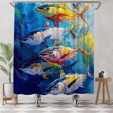 Colorful Fish Shower Curtain - Abstract Ocean Underwater World Bathroom Decor