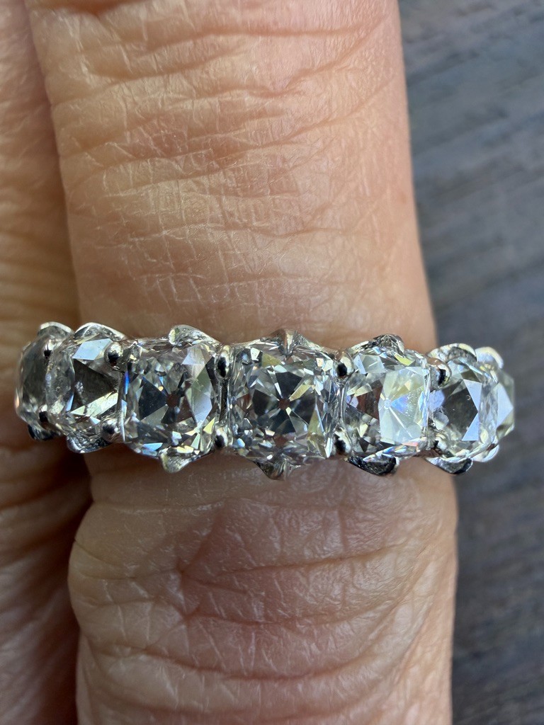 Jewels by Grace 2.16 Old Mine Cut Diamond 7 Stone Band Platinum