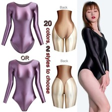 Women Sexy Opaque Swimwear Shiny Glossy One Piece Racing Japanese Leotard Tights