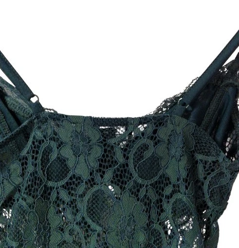 New Look Womens Green Lace Sheer Mesh Bodysuit UK 8 EU 36 - Adjustable Straps - Image 4 of 4