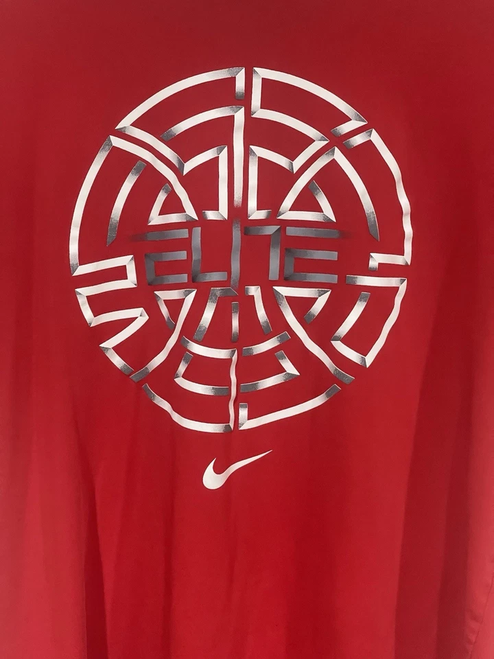 NIKE ELITE DRI-FIT RED TEE SHIRT-SWOOSH ATHLETIC CUT-SHORT SLEEVE-SIZE MEDIUM - Image 2 of 4