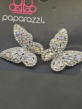 Paparazzi Butterfly Stud Earrings Silver-Tone...