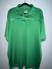 Under Armour HeatGear Men  s 2XL Green Stripe Loose Fit Short Sleeve Golf Shirt