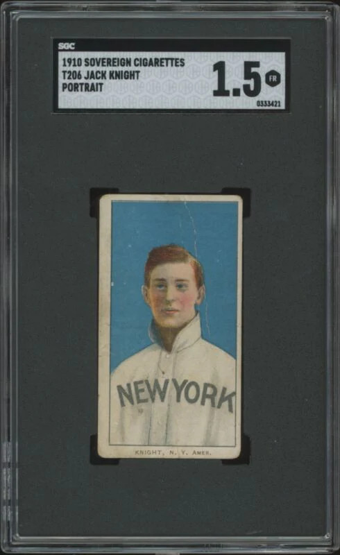 1909 T206 JACK KNIGHT FAIR SOVEREIGN 350 SGC 1.5 BASEBALL NEW YORK HIGHLANDERS