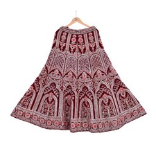 Designer Manish Malhotra Maroon Velvet Lehenga Skirt Heavy Zardozi Embroidery