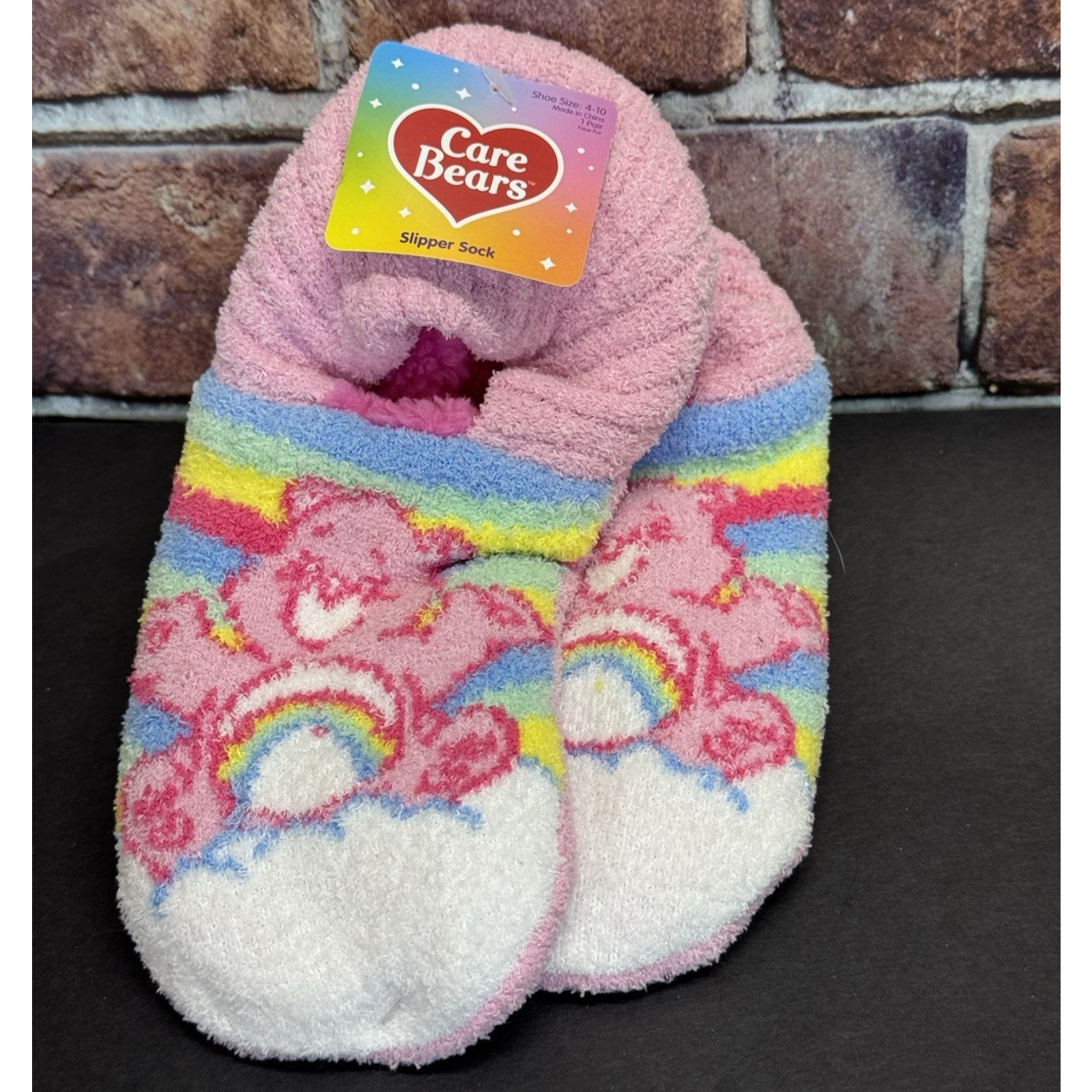 SAOLA Care Bears Ciabatte Calzini Grip Suola Donna 4 10 Rosa Arcobaleno Cloudco Nuovo Cheer
