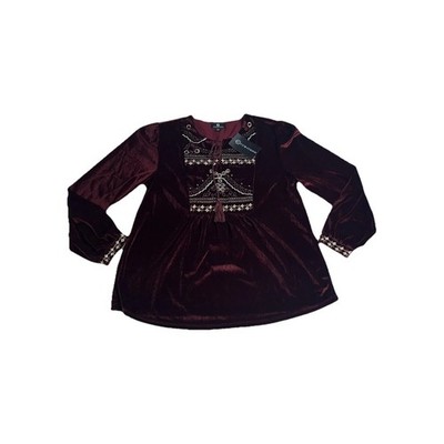 Vintage Curations brand velvet top with embroidery details. Sz-s