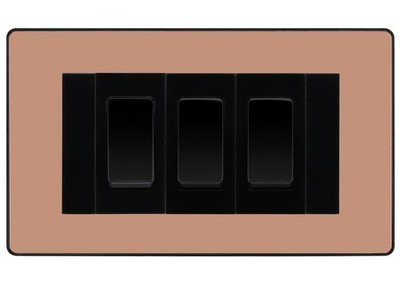 BG Evolve Poliertes Kupfer 3G Schalter 2x Zwischenschalter 1x 2 Wege - Schwarz
