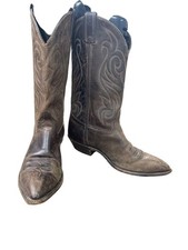 Code West Vintage wms brown leather western embroided boots size 9M SKU 8838