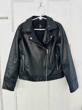 Art Class Black Vegan Leather Jacket with Silver Accents Size 6/6x
