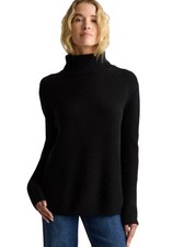 Nuevo con etiquetas Suéter Quince Para Mujer Mongol Cachemira Pescador Cuello Alto Negro Talla XL